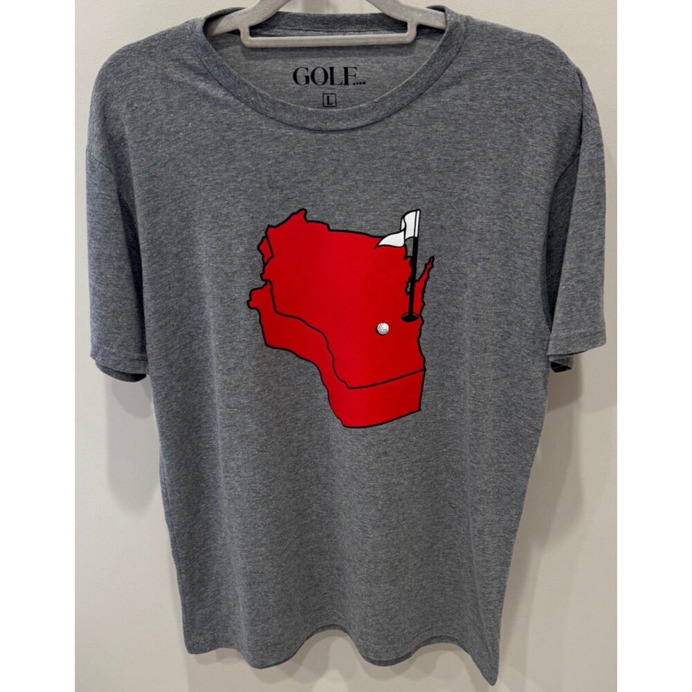 Whistling Straits State of Wisconsin Golf T-Shirt - Men's Size Large - Gray